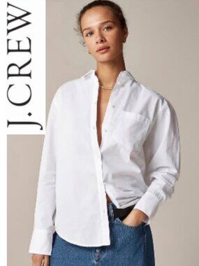 J.Crew White Button Down Shirt Cotton Garcon Classic Fit Size US 4